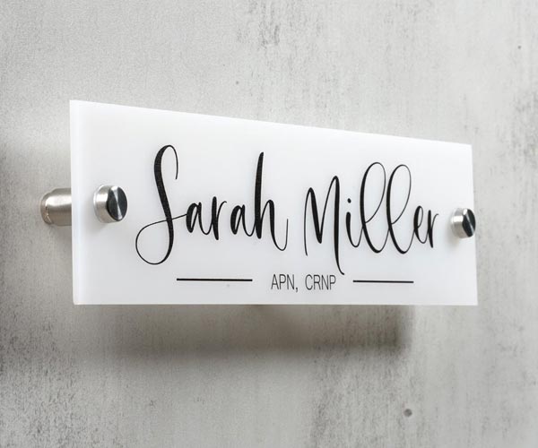 Vinyl Sticker Frosted Material Name plates with beautiful Spacer in Dubai
