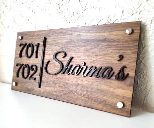wood board with acrylic letter name plates Dubai